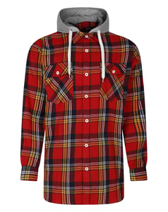 Bigdude Hooded Flannel Checked Shirt Pepper Red